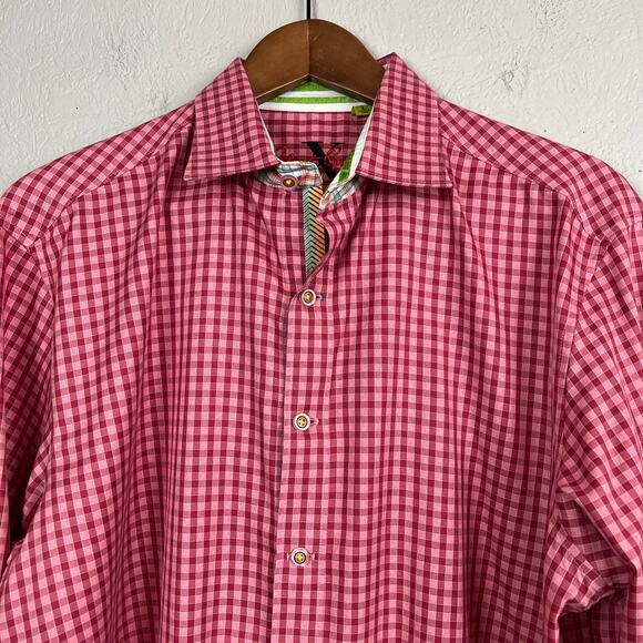 Robert Graham Checker Flip Cuff Button Up Shirt Long Sleeve - L - Picture 6 of 7